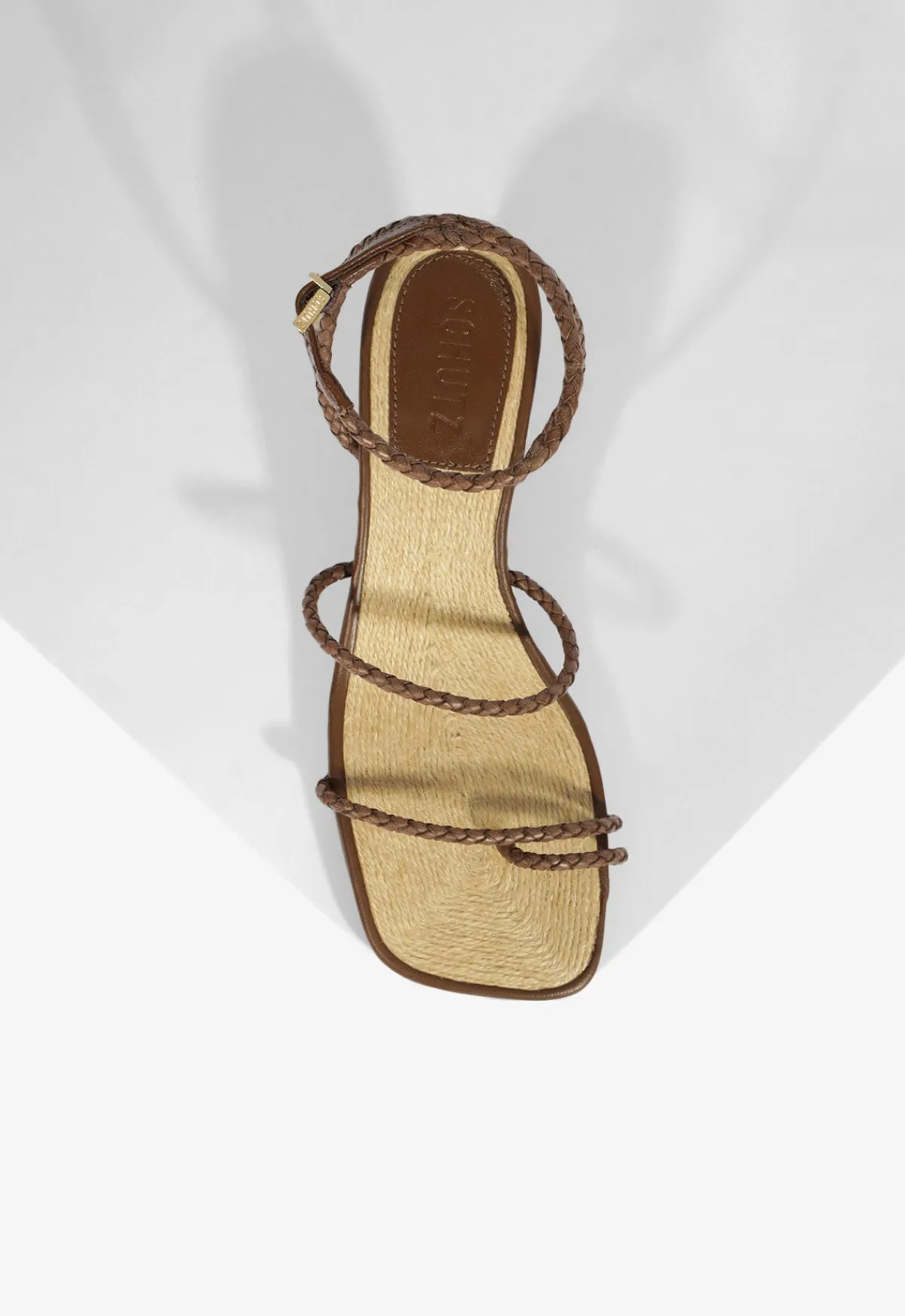 Discount Schutz Kaya Straw Mid Sandal Brown