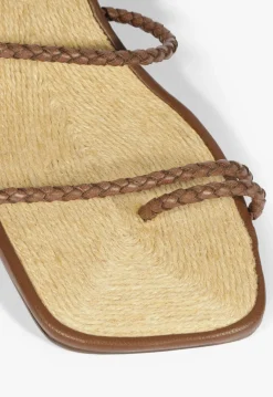 Discount Schutz Kaya Straw Mid Sandal Brown