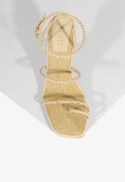 Clearance Schutz Kaya Straw Sandal Off White