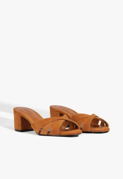 Discount Schutz Keefa Block Mule Suede Sandal Brown