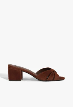 Fashion Schutz Keefa Block Mule Suede Sandal Brown