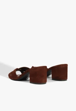 Fashion Schutz Keefa Block Mule Suede Sandal Brown