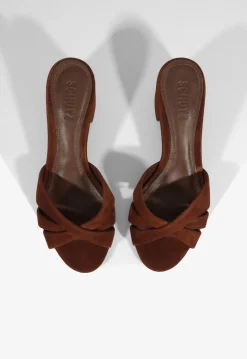 Fashion Schutz Keefa Block Mule Suede Sandal Brown