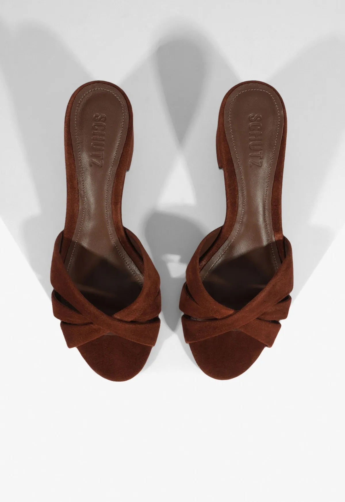 Fashion Schutz Keefa Block Mule Suede Sandal Brown