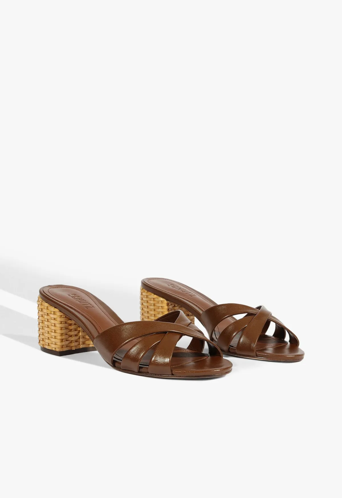 New Schutz Keefa Straw Mule Sandal Brown