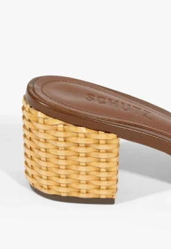 New Schutz Keefa Straw Mule Sandal Brown