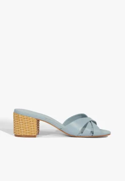 Fashion Schutz Keefa Straw Mule Sandal Sky Blue