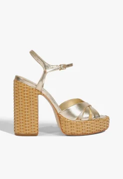 New Schutz Keefa Straw Sandal Gold
