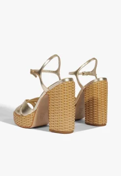 New Schutz Keefa Straw Sandal Gold