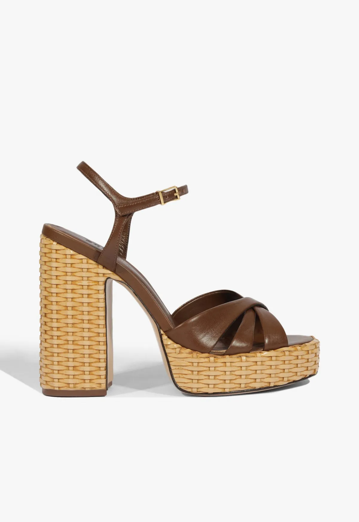 New Schutz Keefa Straw Sandal Brown