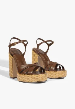 New Schutz Keefa Straw Sandal Brown