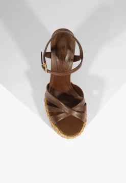 New Schutz Keefa Straw Sandal Brown