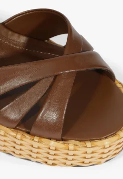 New Schutz Keefa Straw Sandal Brown