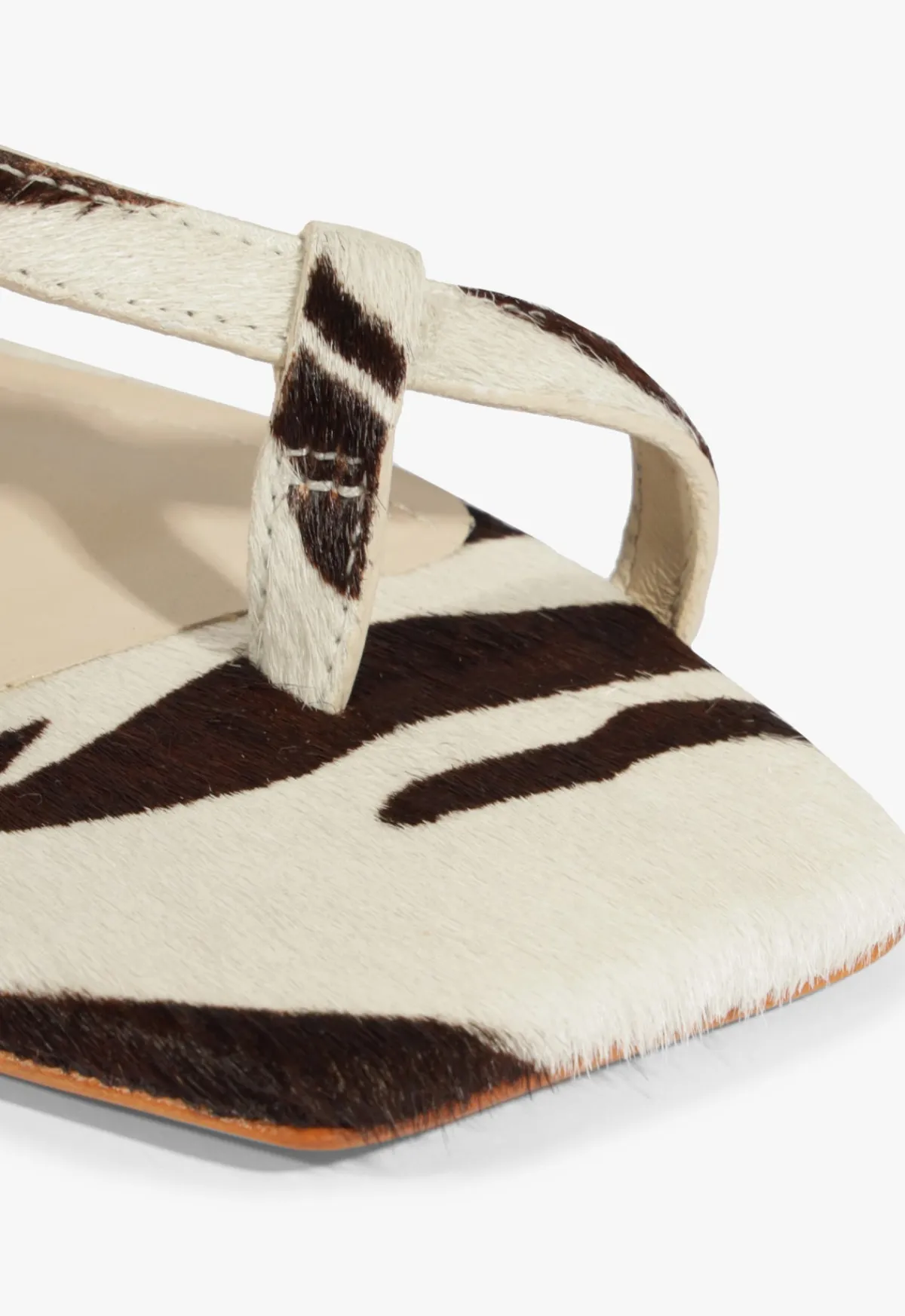 New Schutz Lisa Animal Print Leather Flat Sandal Off Brown