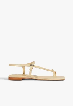 Outlet Schutz Lisa Beige Suede Flat Sandal Natural Nibs