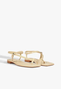 Outlet Schutz Lisa Beige Suede Flat Sandal Natural Nibs