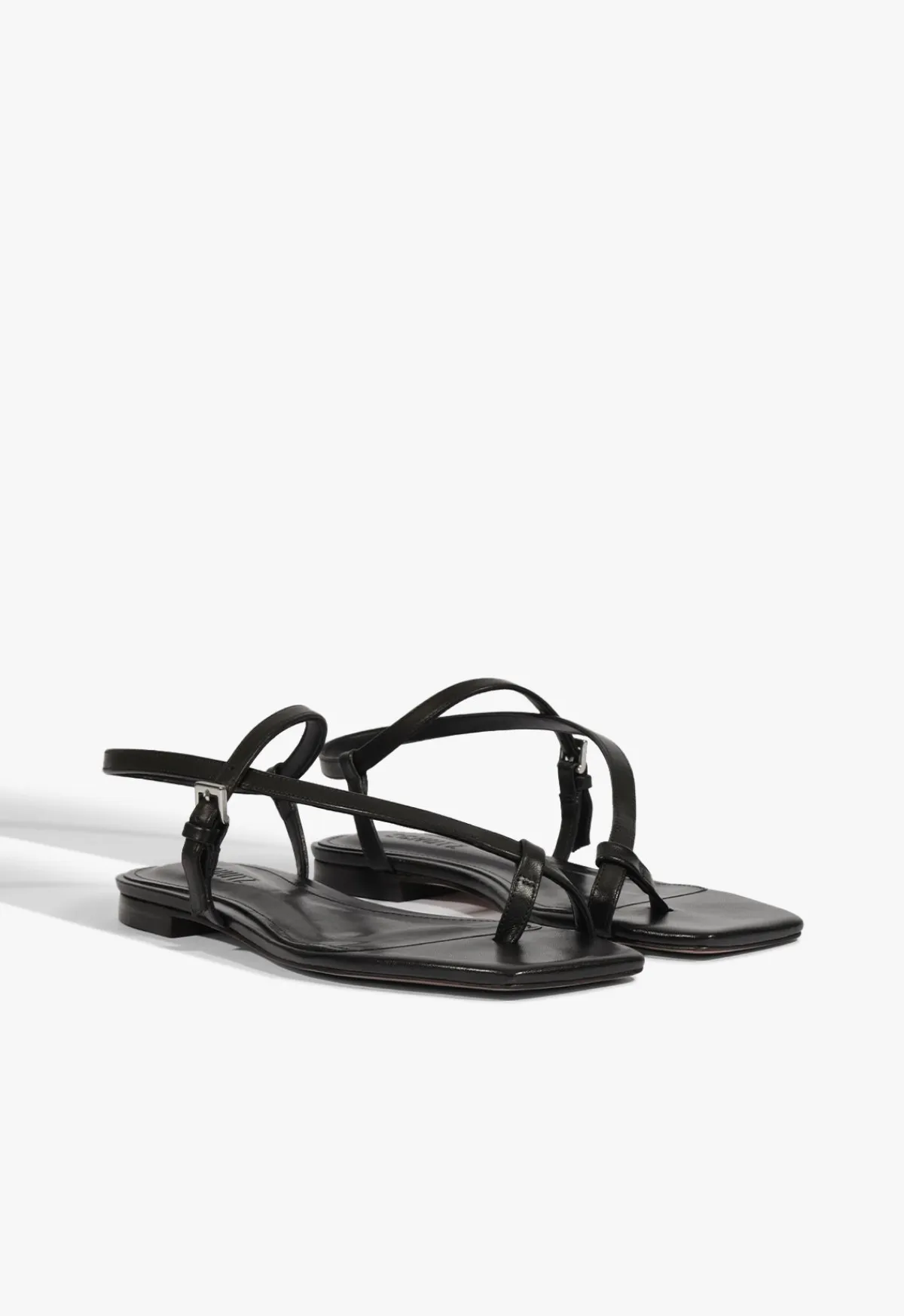 New Schutz Lisa Leather Flat Sandal Black