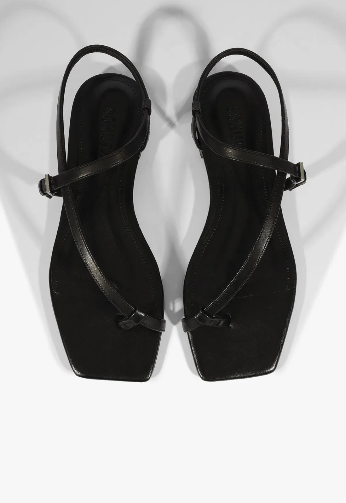 New Schutz Lisa Leather Flat Sandal Black