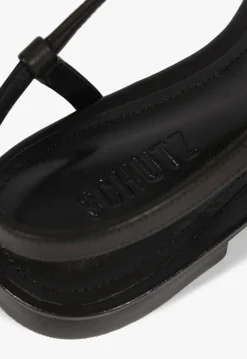 New Schutz Lisa Leather Flat Sandal Black