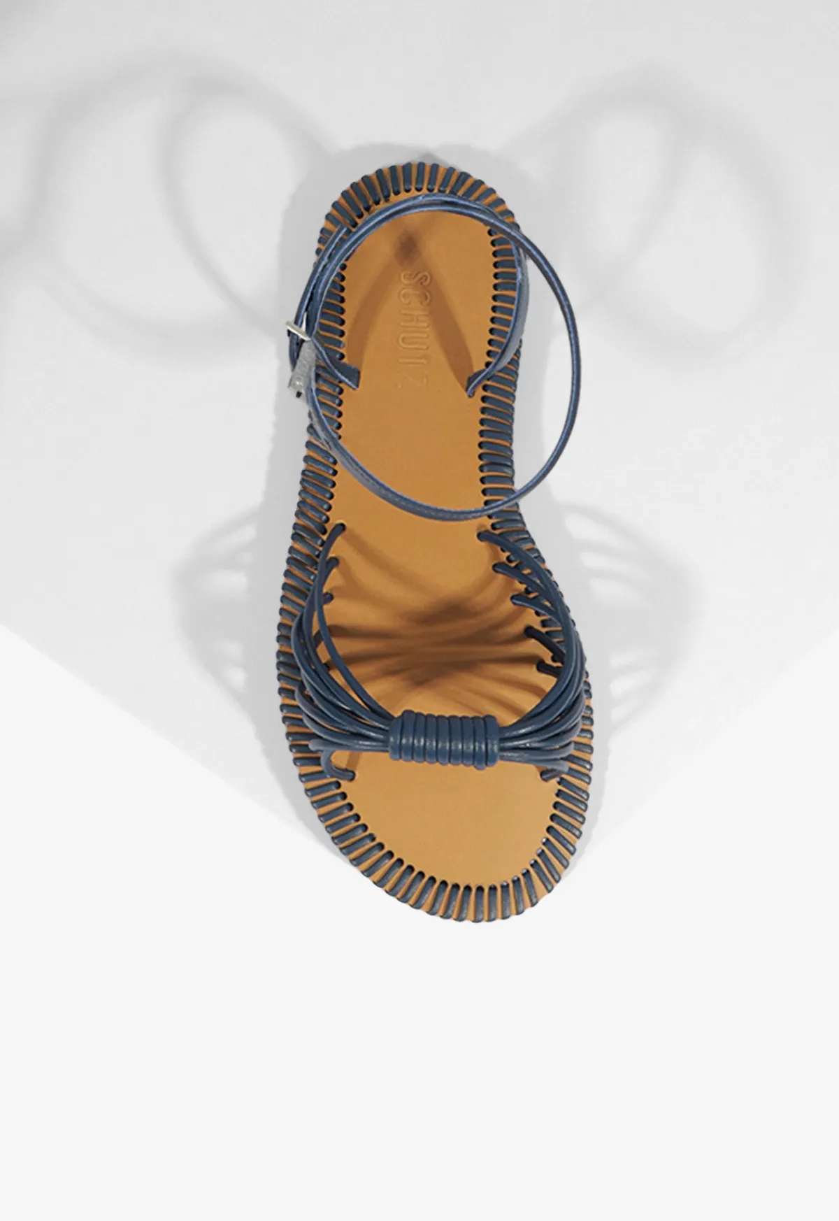 Best Schutz Livia Leather Flat Sandal Blue