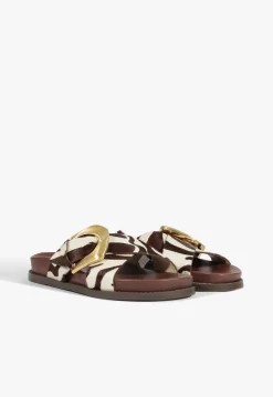 Discount Schutz Lois Animal Print Sporty Sandal Off Brown