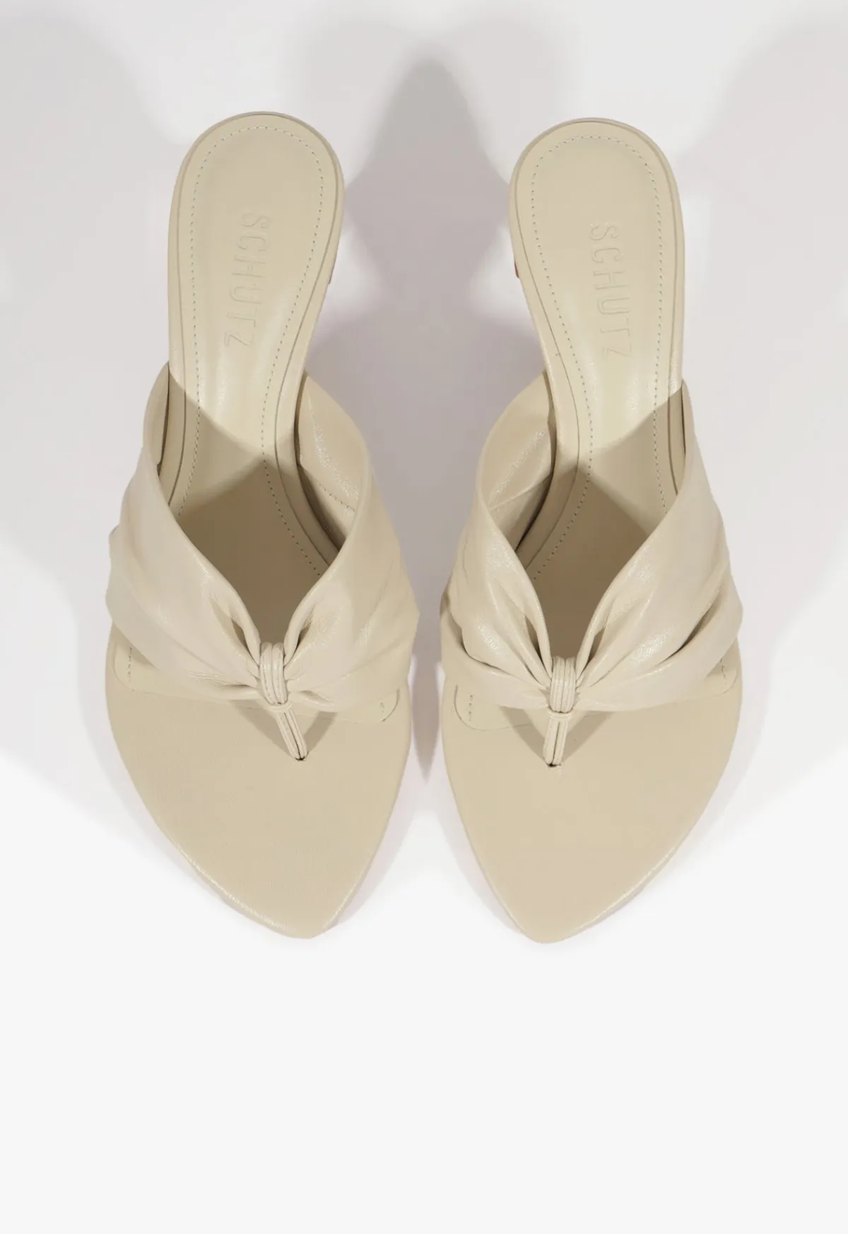 Clearance Schutz Lori Mid Leather Sandal Pearl