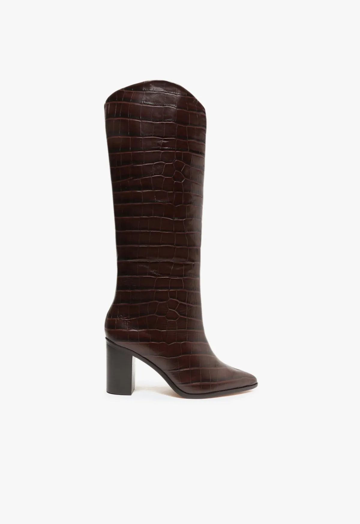Clearance Schutz Maryana Block Boot Dark Chocolate