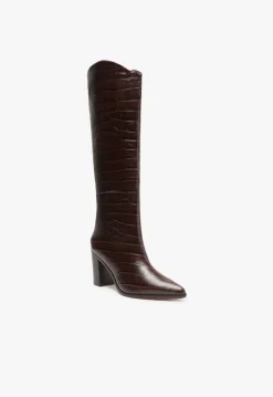 Clearance Schutz Maryana Block Boot Dark Chocolate