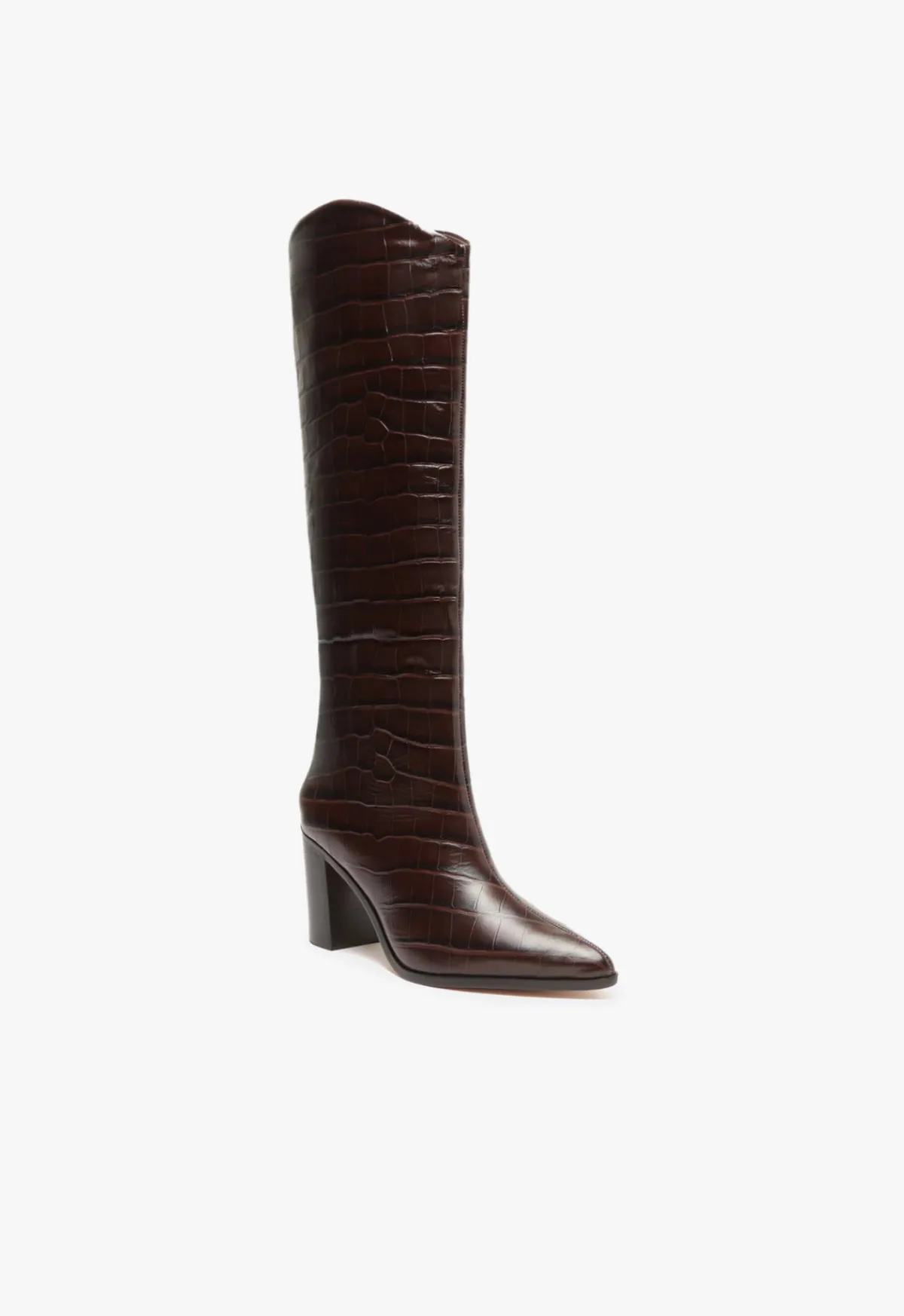 Clearance Schutz Maryana Block Boot Dark Chocolate