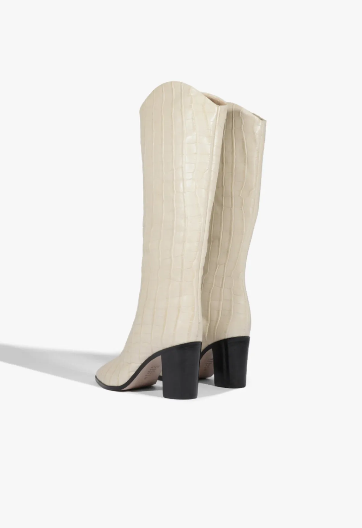 Discount Schutz Maryana Block Crocodile-Embossed Leather Boot Eggshell