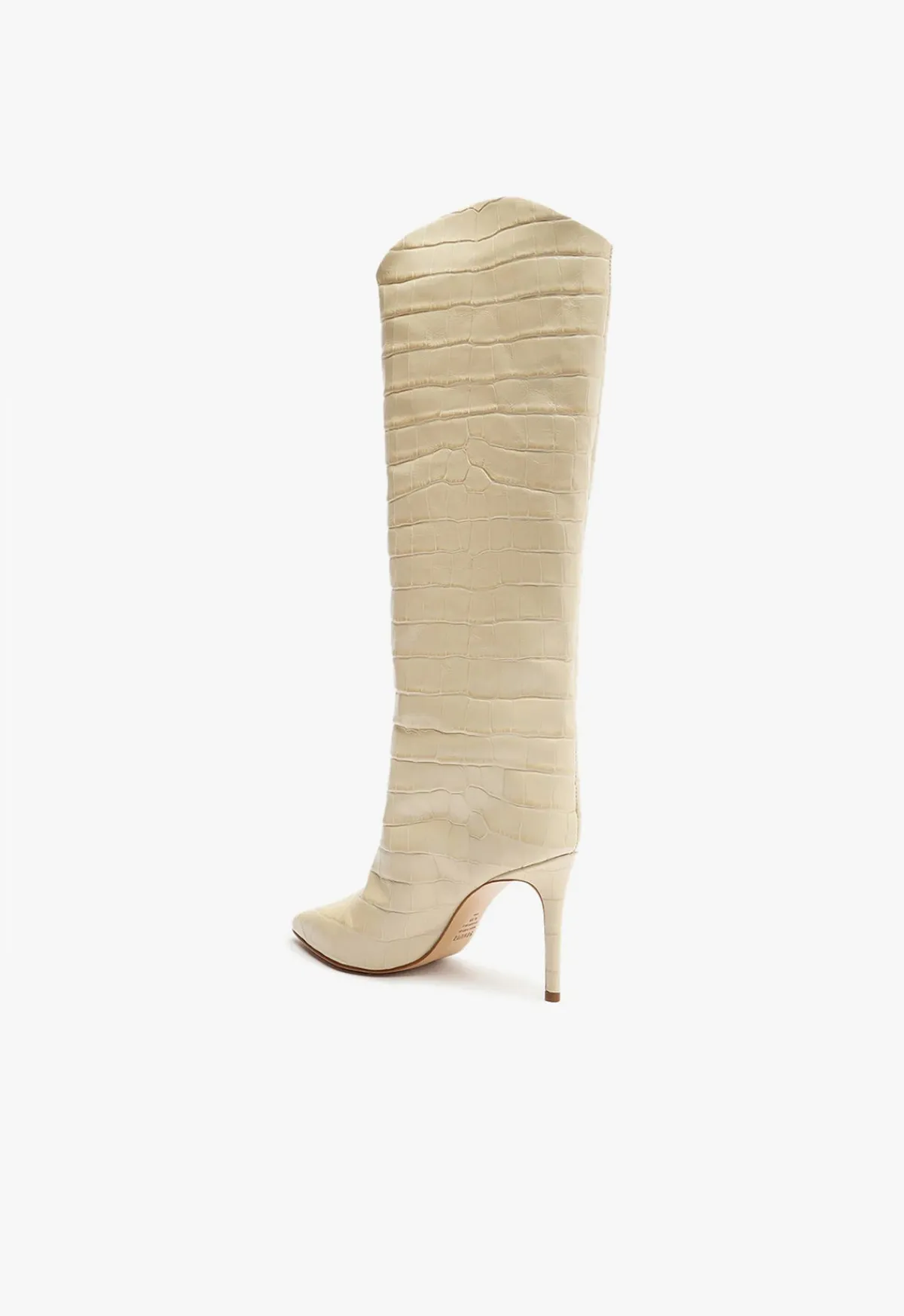 New Schutz Maryana Crocodile-Embossed Leather Boot Eggshell