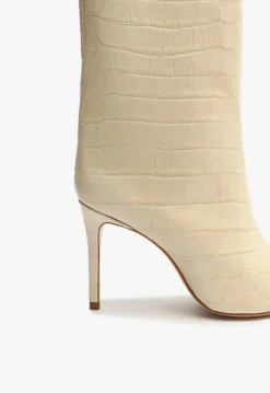 New Schutz Maryana Crocodile-Embossed Leather Boot Eggshell