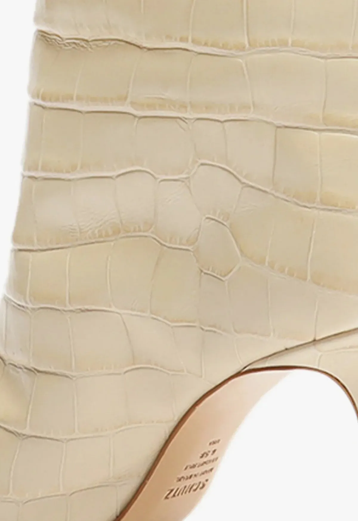 New Schutz Maryana Crocodile-Embossed Leather Boot Eggshell