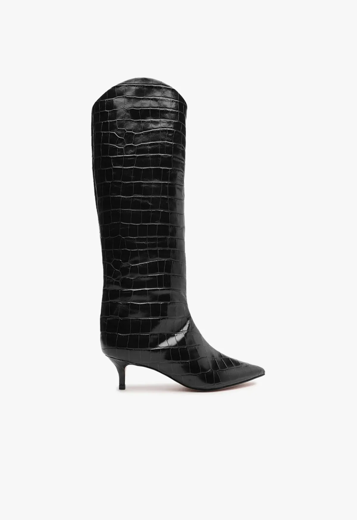 Sale Schutz Maryana Lo Crocodile-Embossed Leather Boot Black