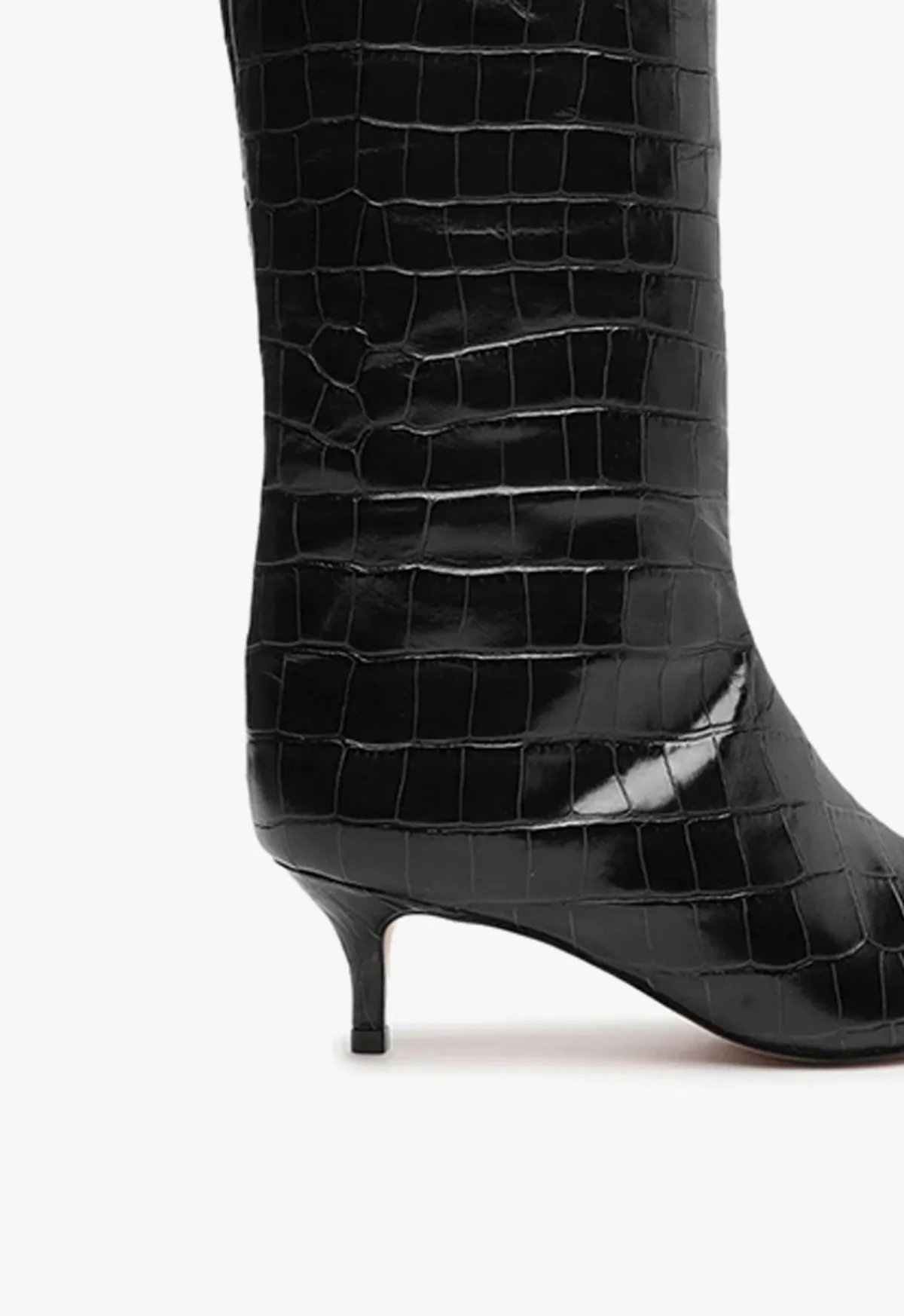 Sale Schutz Maryana Lo Crocodile-Embossed Leather Boot Black