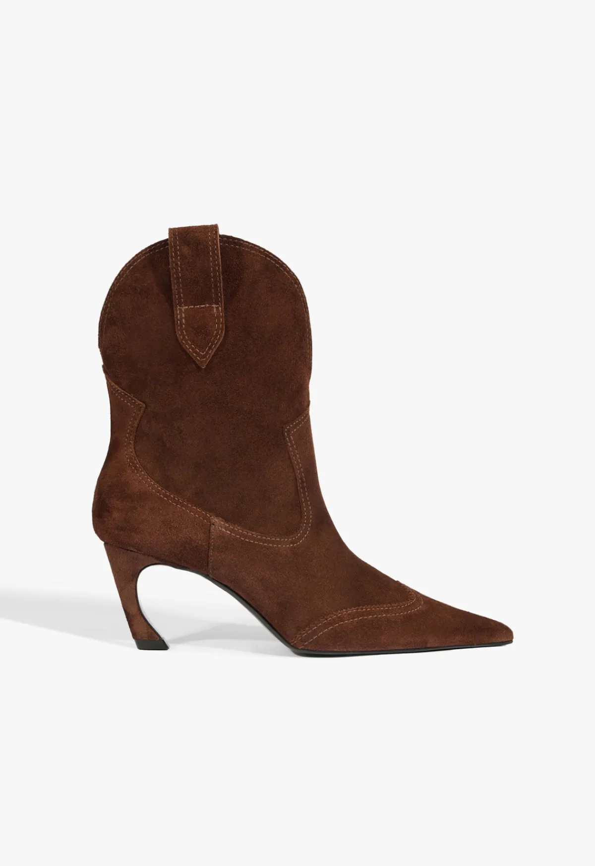 Sale Schutz Maryann Curve West Suede Bootie Chestnut Brown