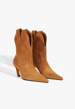 Discount Schutz Maryann Curve West Suede Bootie Cuoio Brown
