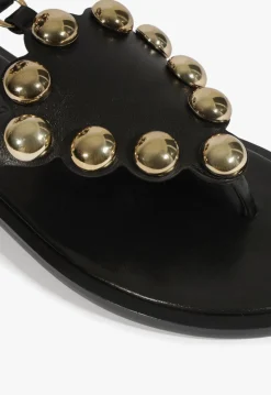 New Schutz Mist Leather Flat Sandal Black