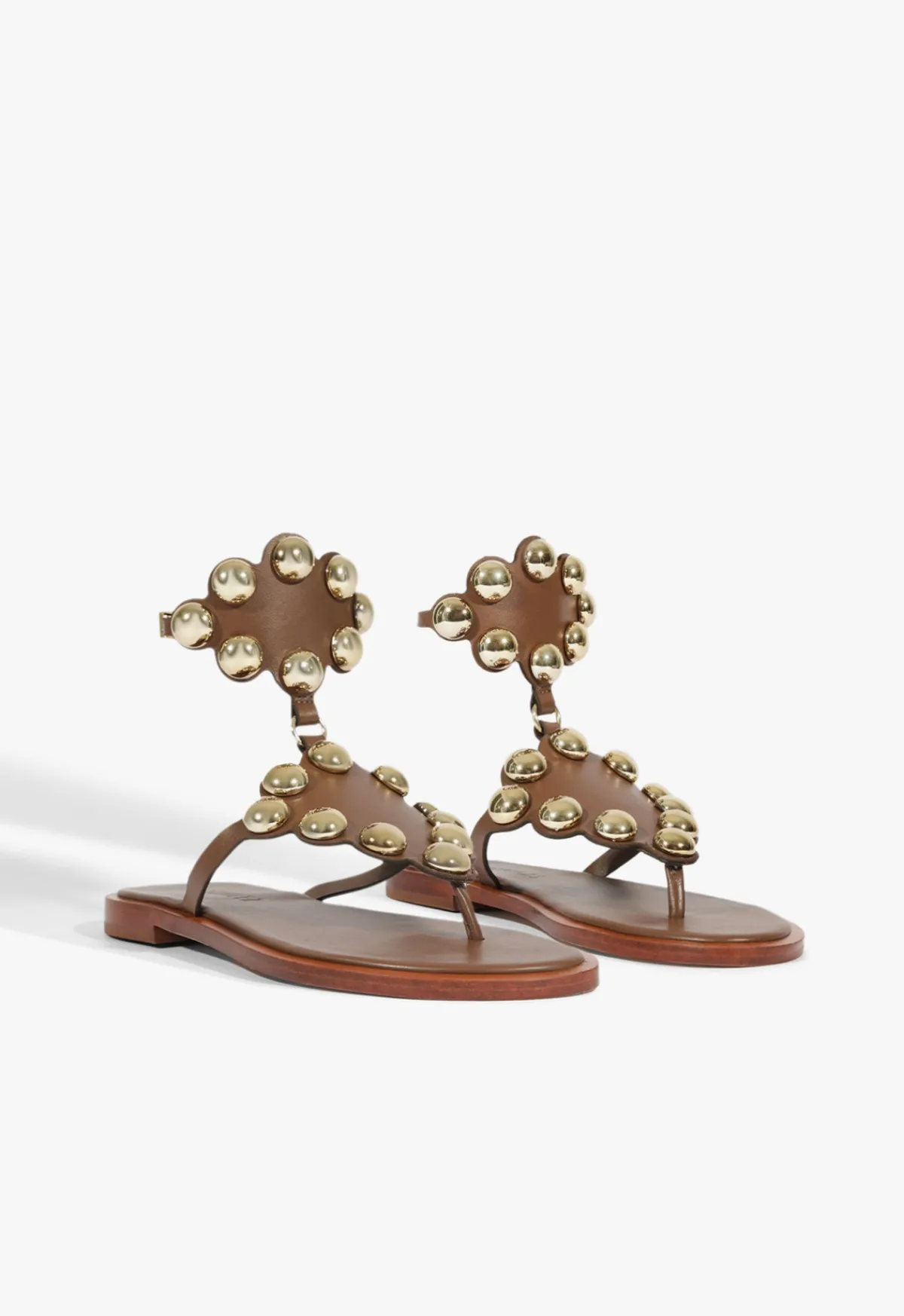 Best Schutz Mist Brown Leather Flat Sandal Pecan Brown