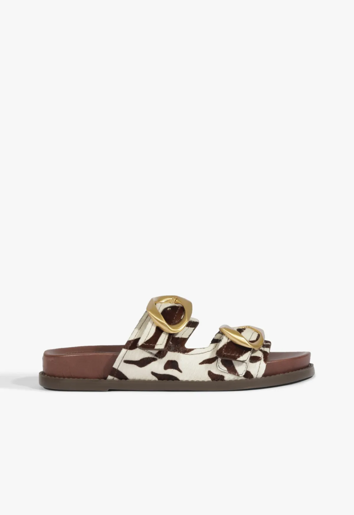 Hot Schutz Olga Animal Print Leather Sporty Sandal Off Brown