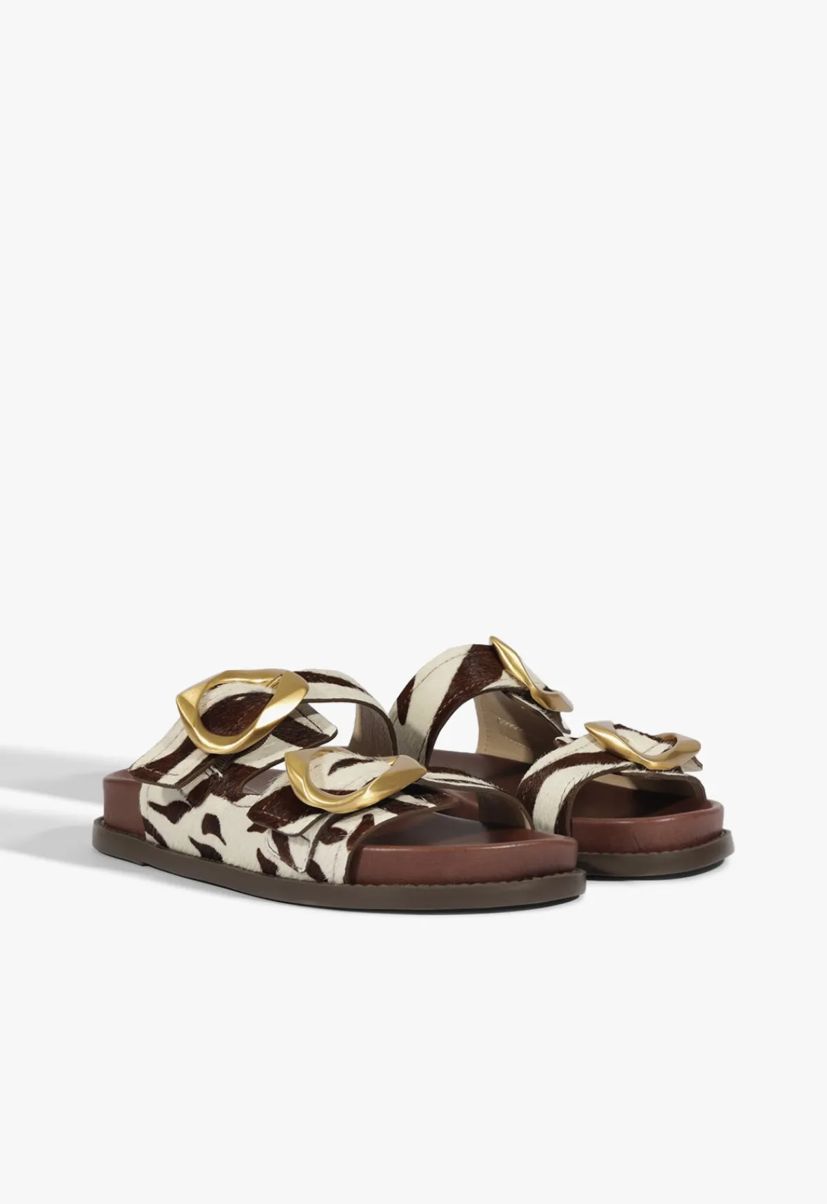 Hot Schutz Olga Animal Print Leather Sporty Sandal Off Brown