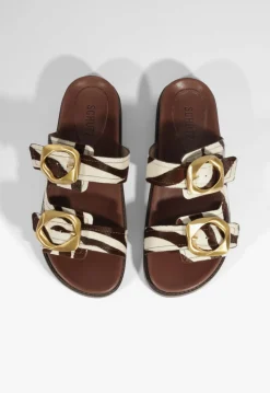 Hot Schutz Olga Animal Print Leather Sporty Sandal Off Brown