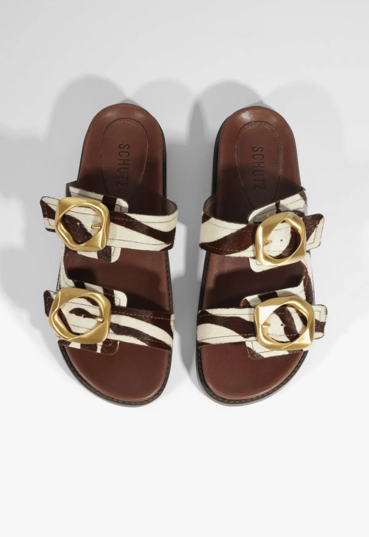 Hot Schutz Olga Animal Print Leather Sporty Sandal Off Brown
