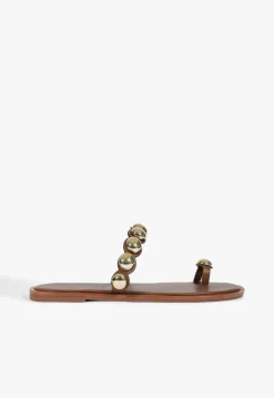 Outlet Schutz Romy Brown Leather Flat Sandal Pecan Brown