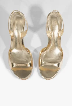 Discount Schutz Scarlett Sling Mid Metallic Sandal Gold