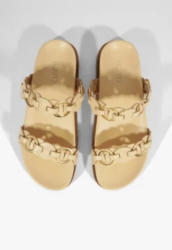 Outlet Schutz Selina Beige Leather Sporty Sandal Natural Nibs