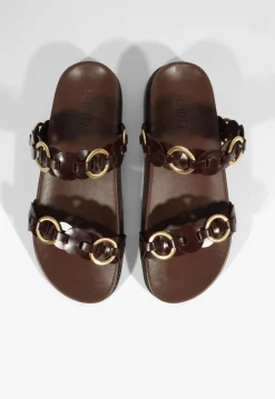 Fashion Schutz Selina Brown Leather Sporty Sandal Root Brown