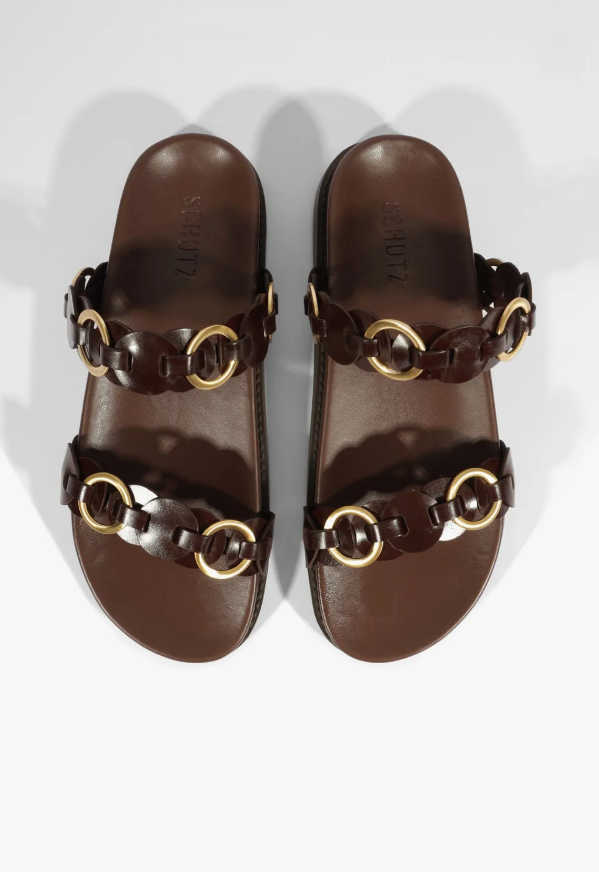 Fashion Schutz Selina Brown Leather Sporty Sandal Root Brown