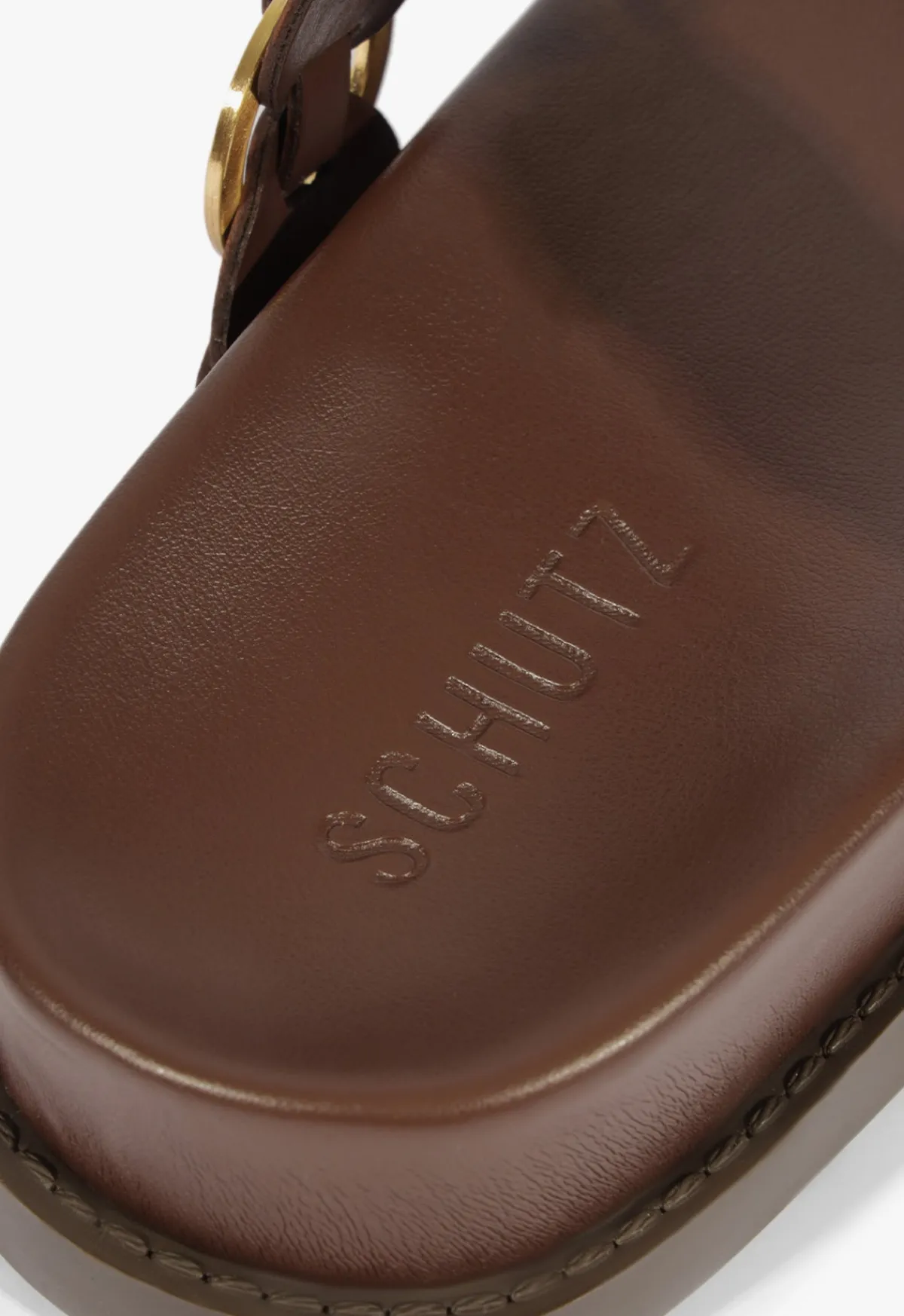 Fashion Schutz Selina Brown Leather Sporty Sandal Root Brown