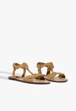 Best Schutz Stevie Brown Suede Flat Sandal Sandstone